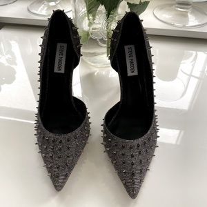 Steve Madden Silver Metallic Spike Pumps